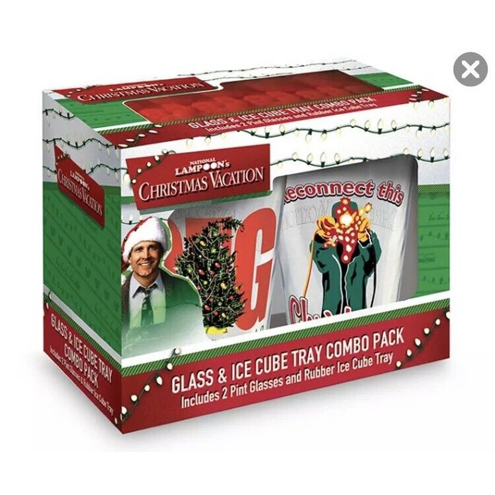 National Lampoon's Christmas Vacation Glass &‎ Ice Cube Tray Combo Pack New